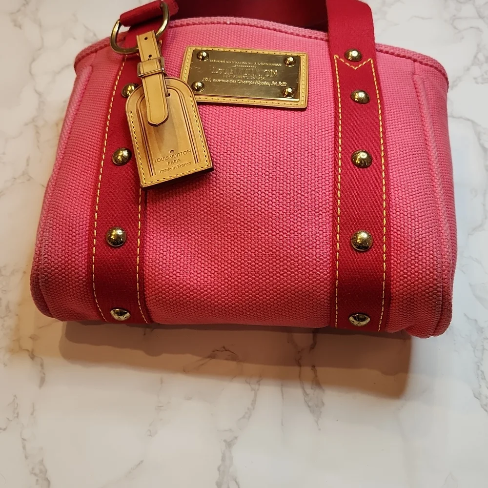Louis Vuitton Pink Canvas Tote with Gold Hardware